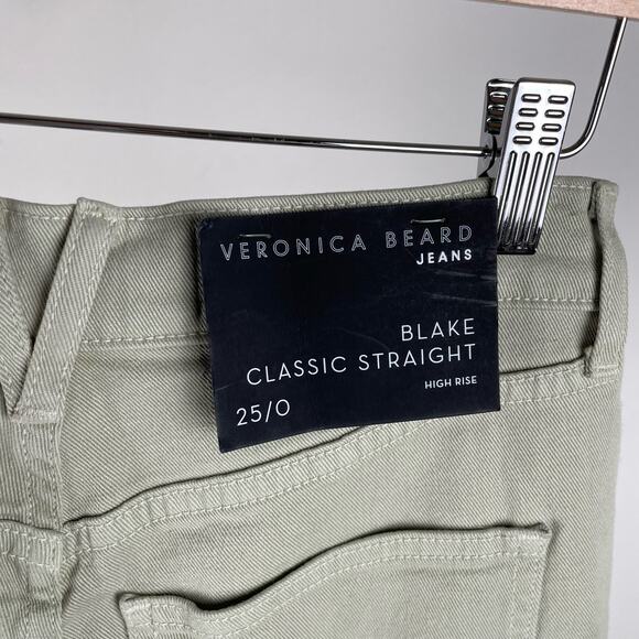 Veronica Beard Blake Classic Straight Leg Jeans Sage Green Size 25 / 0 NWT - Picture 5 of 14